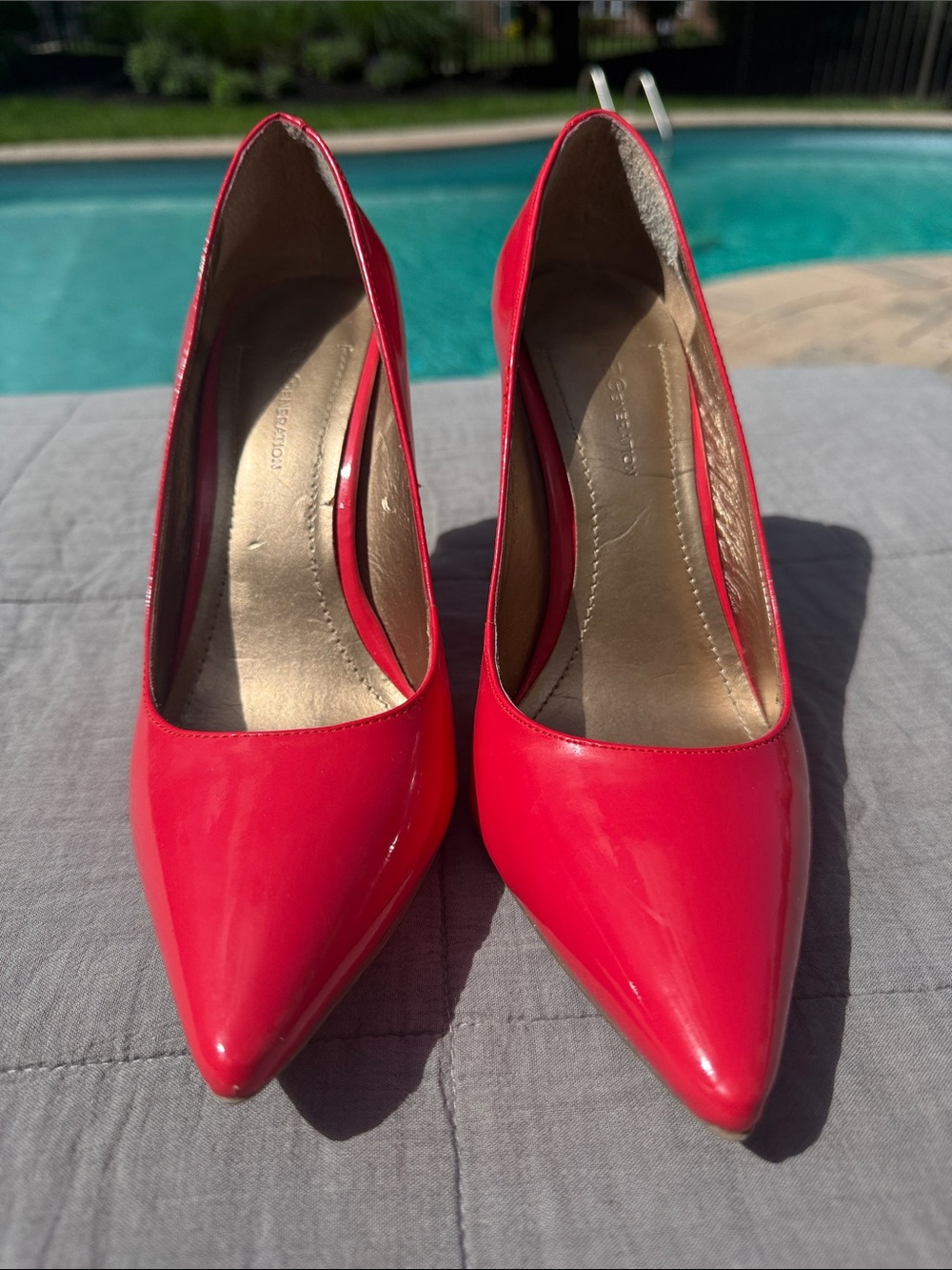BCBGeneration Bright Pink Patent Pointed Pumps